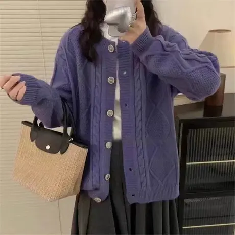 春装2023年新款女士针织毛衣外套女开衫秋季宽松时尚洋气上衣春秋图片