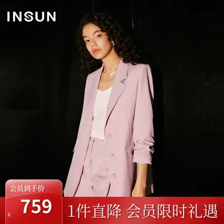 恩裳COVER2023秋季新款柔软亲肤花纱仿麻抗皱挺括气质西装外套女图片