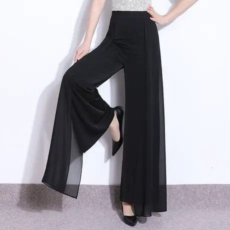 设计感阔腿裤女夏季2023新款高腰垂感开叉雪纺裙裤显瘦长裤休闲裤商品大图