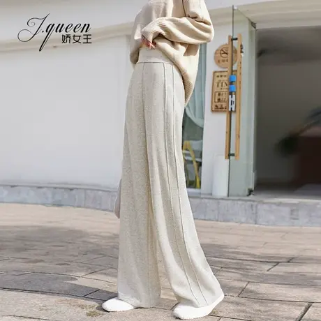 毛呢高腰阔腿裤女秋冬新款加厚百搭直筒裤坠感拖地裤显瘦休闲长裤商品大图