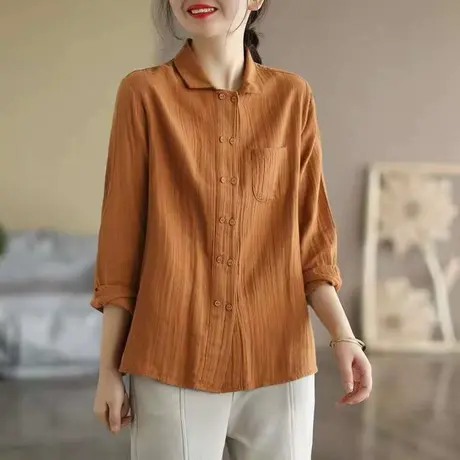 2023年春装新款上衣小个子衬衣百搭长袖打底衫设计感纯色衬衫女潮图片