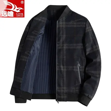 雪尼尔外套男春秋款棒球领休闲夹克2023新款中年男士秋装毛呢上衣商品大图