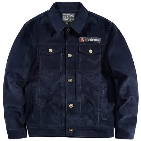 VIP复古夹克男青年翻领灯芯绒外套春秋大码宽松工装休闲上衣潮流商品大图