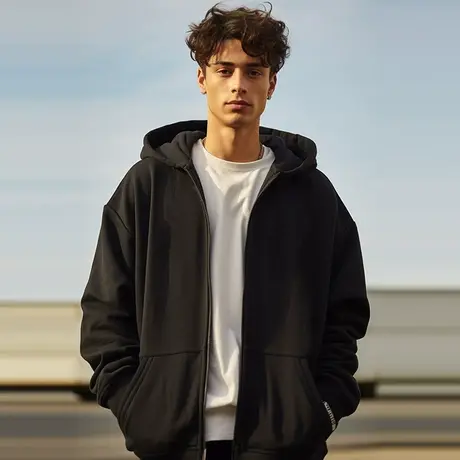 大码卫衣纯棉开衫运动休闲美式拉链外套男潮牌夹克情侣重磅连帽衫商品大图