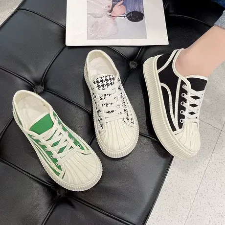 ins厚底帆布鞋女新款增高百搭ulzzang休闲学生2023春季板鞋潮商品大图