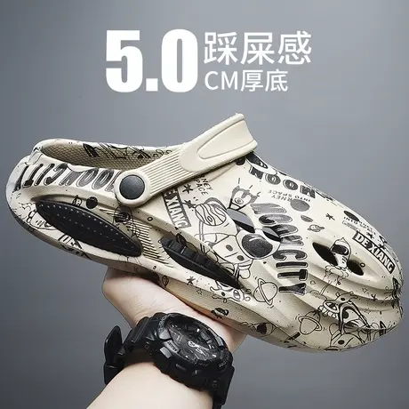 雨鞋夏季舒适休闲厨房防滑鞋男时尚透气钓鱼胶鞋防水鞋加厚沙滩鞋商品大图