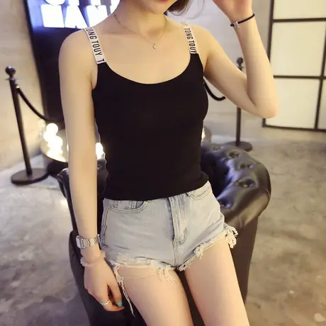 2024夏季新款韩版修身显瘦内搭性感上衣黑色无袖吊带背心女外穿潮图片