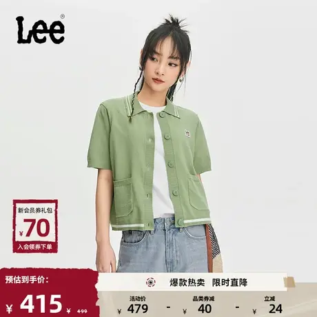 Lee24春夏新品舒适版绿色女翻领短袖polo衫休闲LWT008245201-351商品大图