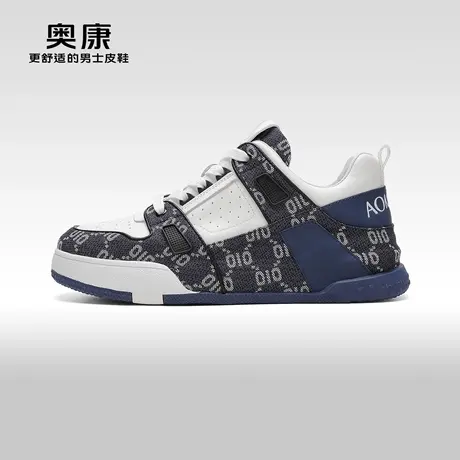 【门店发货】Aokang奥康春季新款时尚休闲鞋男复古拼接鞋商品大图