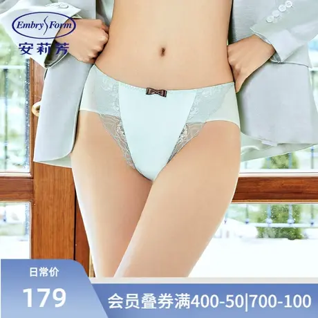 安莉芳舒适无痕色丁内裤女棉质底裆蕾丝边低腰三角裤E300419商品大图