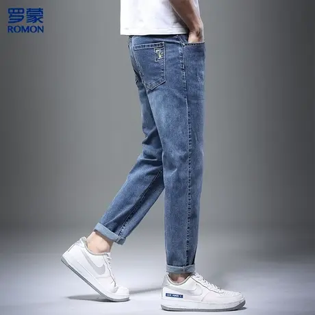 罗蒙新款四季九分裤男简约男裤舒适牛仔裤男百搭裤子男图片