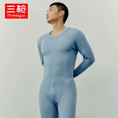三枪保暖内衣男秋冬羊毛加厚彩绒圆领加绒长袖防寒保暖套装图片