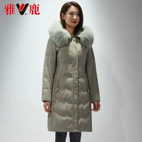 雅鹿正品大狐狸毛领羽绒服女中长款2022冬季新款保暖加厚修身外套商品大图