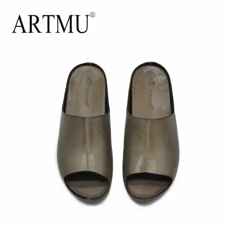 Artmu阿木厚底真皮拖鞋女外穿夏2025新款一脚蹬妈妈一字女士拖鞋图片