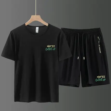 运动套装男款潮牌夏季冰丝莫代尔短袖t恤速干凉感短裤休闲一整套图片