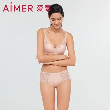 爱慕内裤女士性感蕾丝纯棉底裆轻薄款柔软透气中腰平角裤AM237221图片