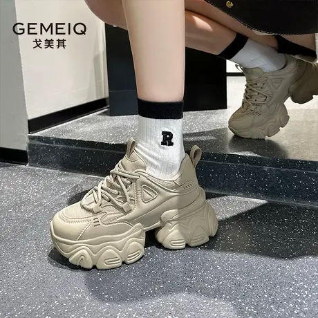 戈美其厚底老爹鞋女2025春季新款网面透气女鞋松糕底休闲运动鞋商品大图