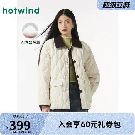 热风轻薄羽绒服女2024年冬季新款女士潮流百搭翻领加厚外套上衣女图片