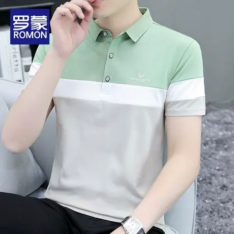罗蒙2025新款夏季男士POLO衫短袖翻领冰丝t恤商务潮流上衣服男装商品大图