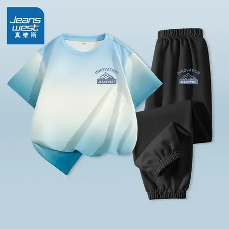 真维斯童装儿童运动套装男童防晒上衣夏季薄款男大童休闲短袖夏装商品大图