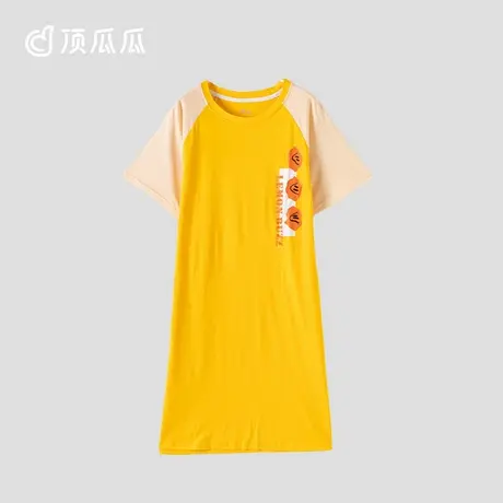 顶瓜瓜家居裙女款夏款顶呱呱女士纯棉宽松高弹印花短袖可外穿睡裙商品大图