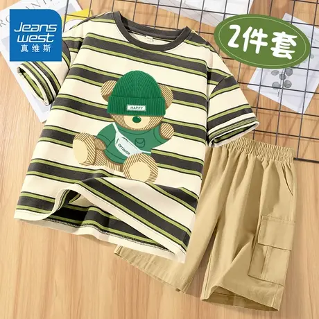 真维斯男童夏套装2025新款帅气时髦短袖夏季薄款中大童运动两件套商品大图