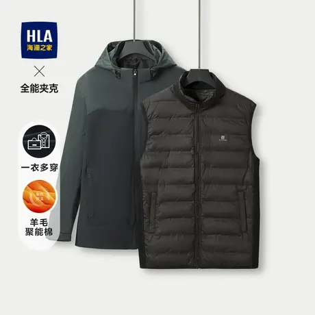 HLA/海澜之家羊毛聚能棉夹克23秋冬新一衣多穿印花工装风外套男商品大图