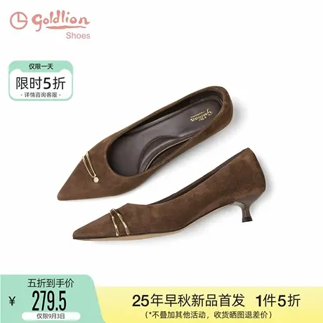 金利来浅口单鞋女2025新款秋季女鞋不累脚通勤百搭尖头猫跟高跟鞋商品大图