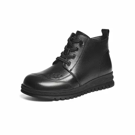 红蜻蜓妈妈鞋子冬季新款女鞋真皮软底加绒皮鞋加厚保暖中老年棉鞋图片