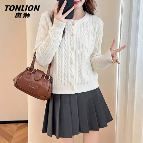 唐狮官方针织衫外套女2026新款春季麻花开衫毛衣慵懒高级感上衣VC商品大图