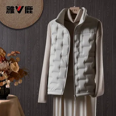 雅鹿官方冬季朦胧新款女士防寒修身保暖正品轻薄短款羽绒马甲背心图片