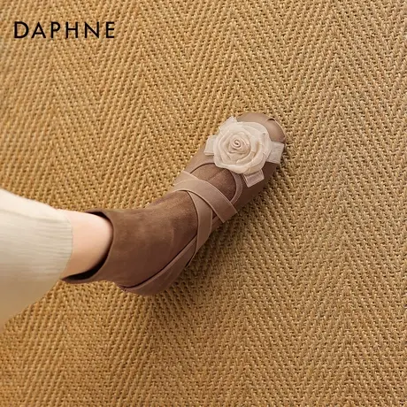 达芙妮内增高短靴女2026新款冬季复古山茶花马丁靴瘦瘦靴芭蕾袜靴商品大图