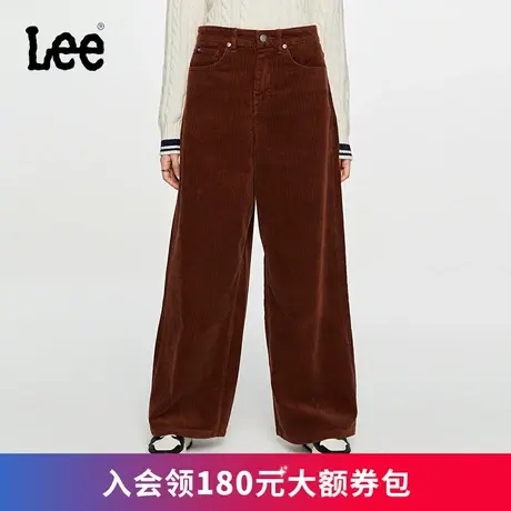 LeeXLINE23秋冬新品棕色灯芯绒超宽腿裤女阔腿裤潮LWB007341204图片