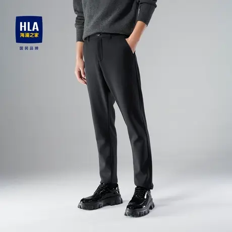 HLA/海澜之家暖绒内里休闲裤保暖有型一条过冬中腰直筒弹力裤子男商品大图