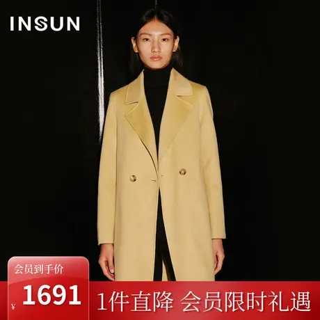 [高支羊毛]恩裳COVER2023秋装新款宽松茧型双面呢大衣美拉德外套商品大图