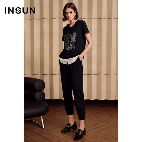 恩裳奥莱夏季细节橡筋收口休闲裤图片