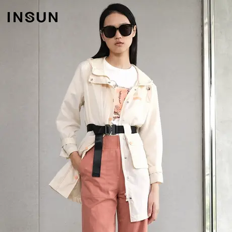 恩裳春季风衣系带收腰大衣薄外套图片