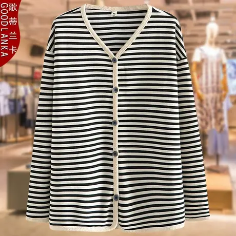 加肥加大码中年妈妈秋装2022新款宽松时尚V领百搭休闲开衫小外套商品大图