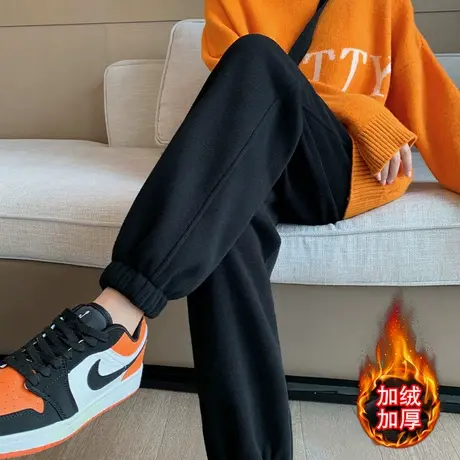 春秋运动裤女2025新款束脚加厚外穿秋冬宽松加长休闲冬季加绒卫裤商品大图