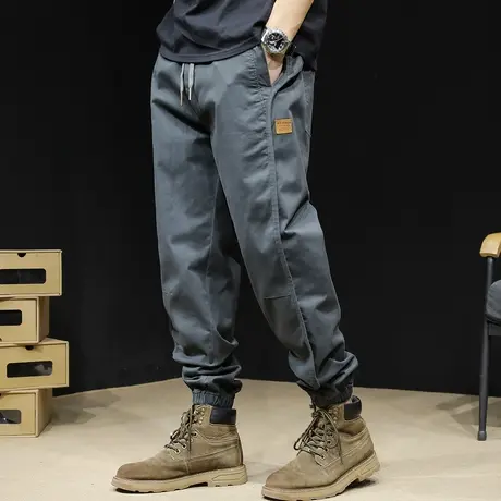 工装裤男春秋宽松束脚潮牌大码2023新款工装裤子男士休闲男裤哈伦商品大图
