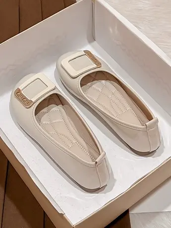 奶奶鞋女2023春秋季新款浅口软底通勤单鞋一脚蹬温柔晚晚风豆豆鞋商品大图