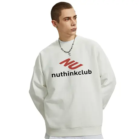 Nuthink美式街头加绒加厚套头大码卫衣潮牌男春季加肥加大上衣潮商品大图
