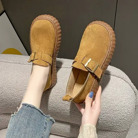 复古勃肯鞋女厚底鞋2024早春新款懒人一脚蹬女鞋春秋乐福鞋单鞋子商品大图