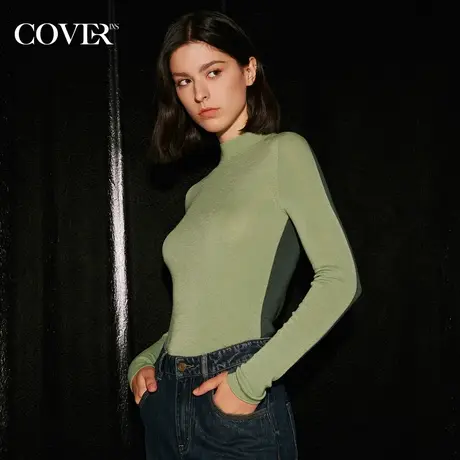 COVER2023冬季无缝一体可机洗羊毛两穿针织衫图片