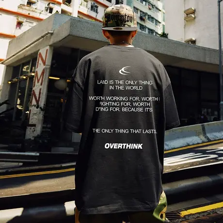 Nuthink美式加肥加大字母T恤男潮情侣短袖潮牌宽松大码半袖上衣男商品大图