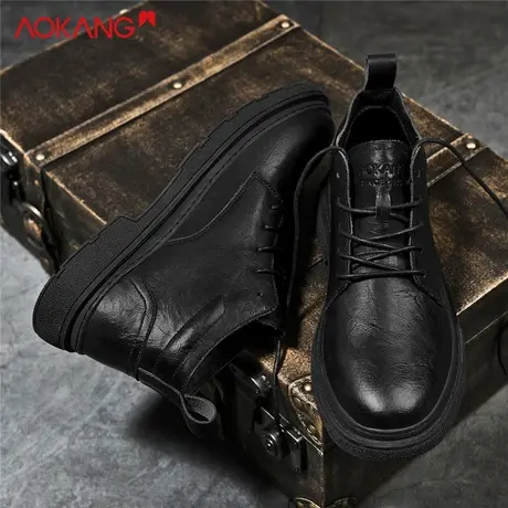 奥康男鞋商务休闲马丁靴男士经典高帮百搭复古街拍英伦风工装靴子商品大图