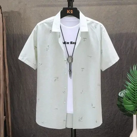 男士短袖衬衫2023新款韩版潮流休闲寸衬衣男日系帅气百搭修身外套商品大图