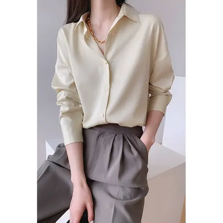 春装新款衬衫女别致法式锁骨上衣女设计感高级感气质衬衣时尚商品大图