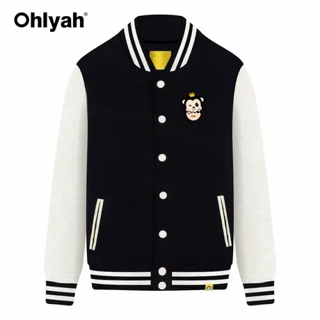 Ohlyah韩版棒球服女宽松bf2023秋季新款老鼠印花开衫情侣装短外套商品大图