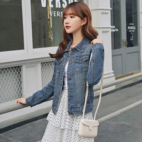 ins春秋新款修身短款牛仔褂外套女网红显瘦百搭上衣服潮怀旧2图片